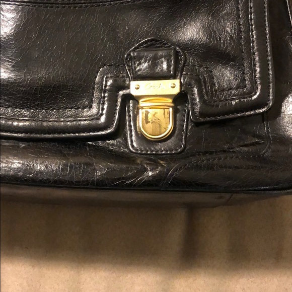 🎉🥳 HP!! Coach poppy satchel bag black with pink lining - Picture 4 of 16